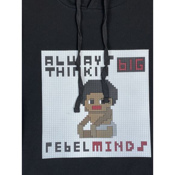 Rebel Minds Hoodie Mens 4XL Black Always Thinking Big Lego Brick Graphic - Picture 3 of 10